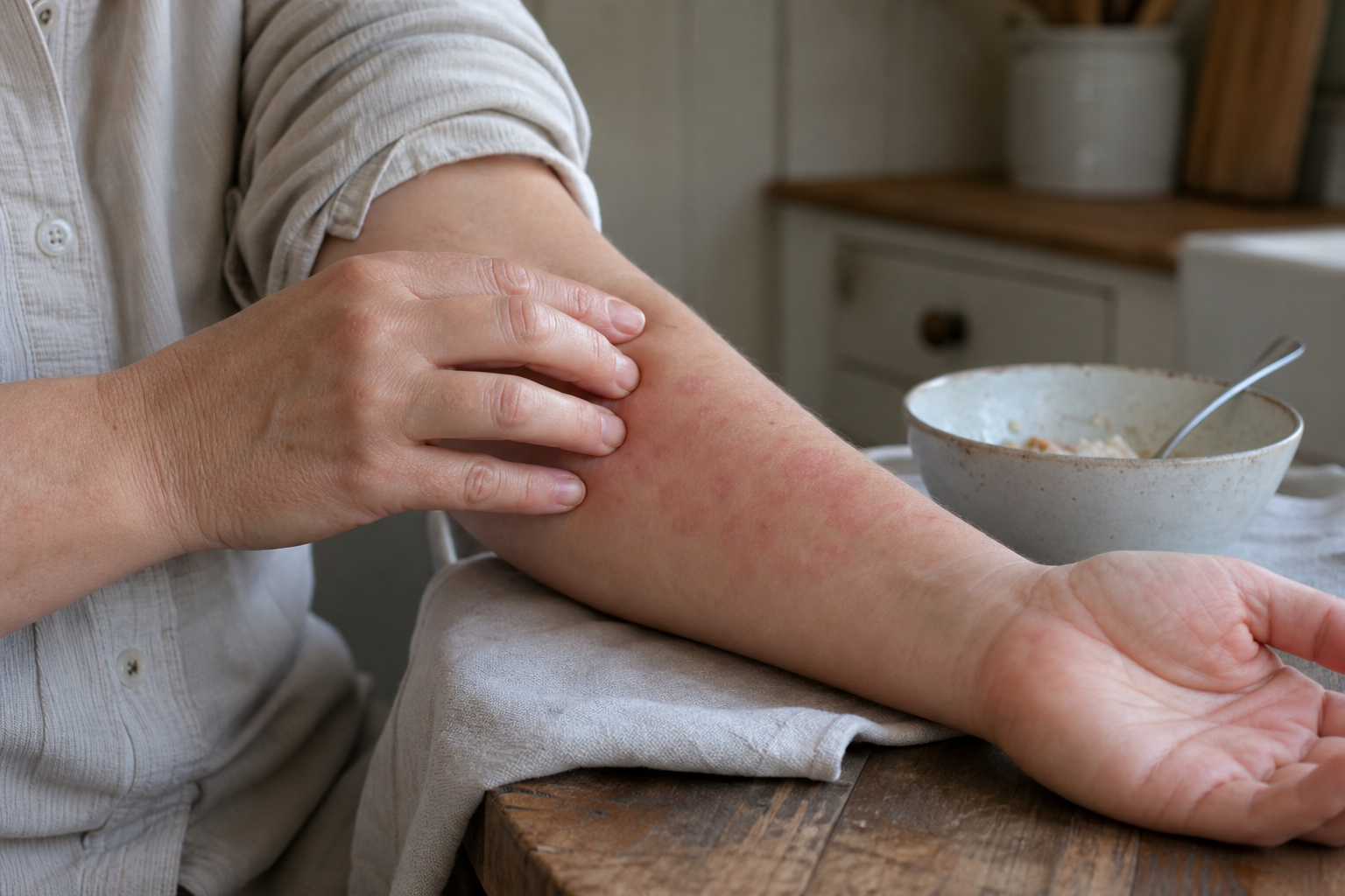Une allergie alimentaire peut provoquer des symptômes sur la peau