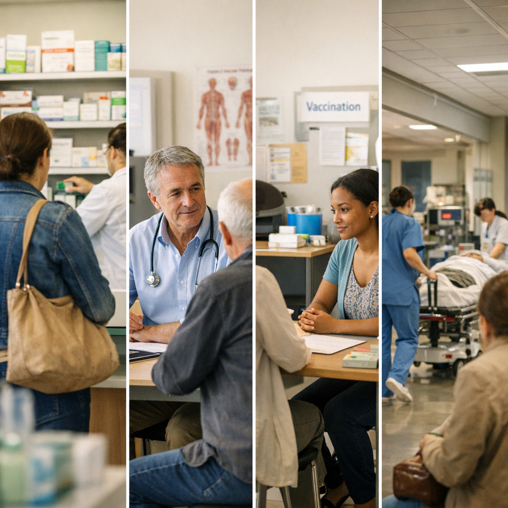 Selon votre situation : choisir entre pharmacie, médecin, centre gratuit ou hôpital