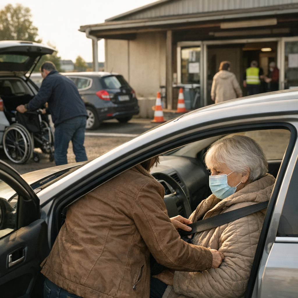 Salle polyvalente, transport et stationnement&nbsp;: préparer le déplacement avec une personne fragile