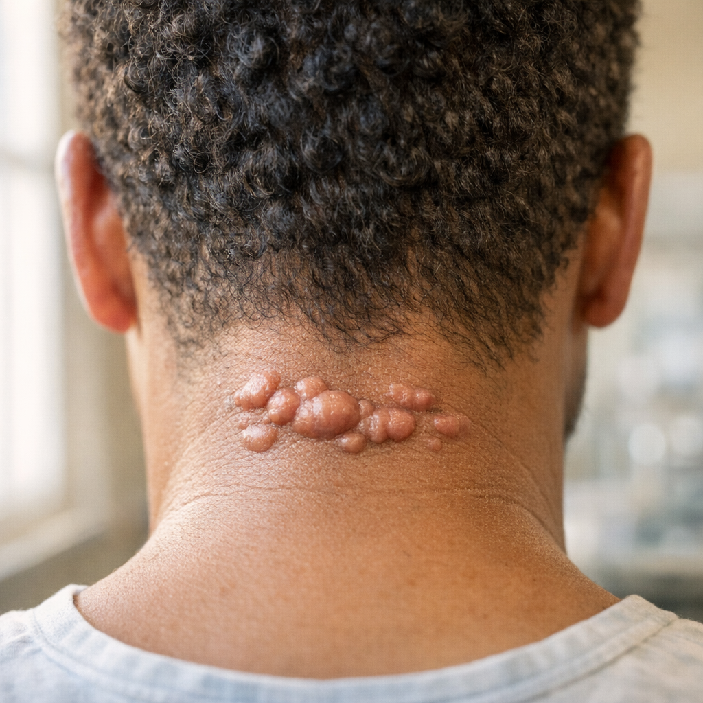 Une chéloïde à la nuque : signes, causes et gestes utiles