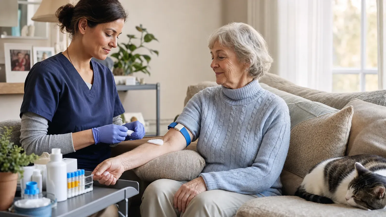 Soins infirmiers à domicile quand on vit avec un chat